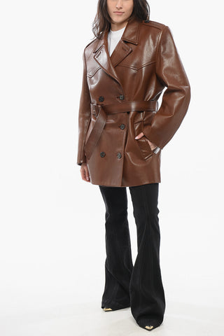 Blazer Doppiopetto in Pelle Craquelé