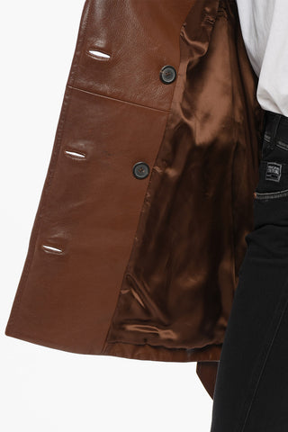 Blazer Doppiopetto in Pelle Craquelé