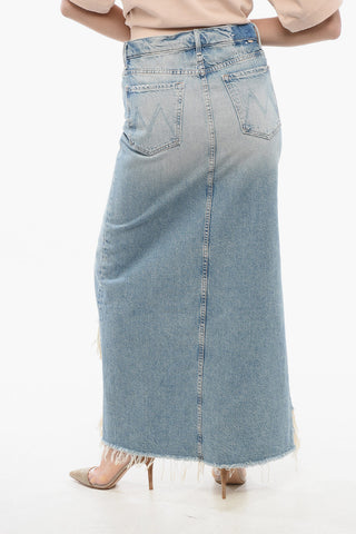 SUPERIOR Langer Rock THE DITCHER Aus Denim Mit Frontschlitz Und Fransenbesatz