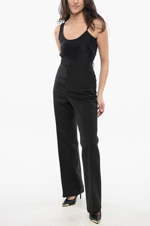 Pantaloni in Lana e Seta con Gamba Ampia