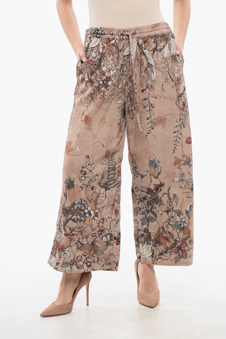 Cotton Cropped Fit Palazzo Pants with Floral Pattern