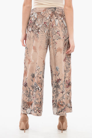 Cotton Cropped Fit Palazzo Pants with Floral Pattern