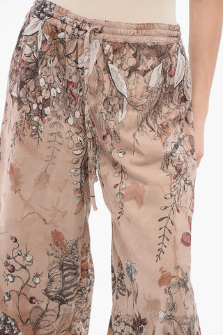 Cotton Cropped Fit Palazzo Pants with Floral Pattern