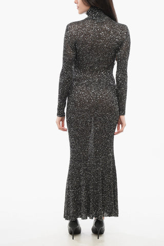 Sequined Maxi Dress with Turtleneck