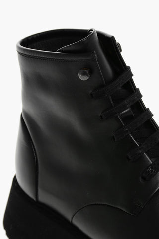 Leather Combat Boots With Platform Sole