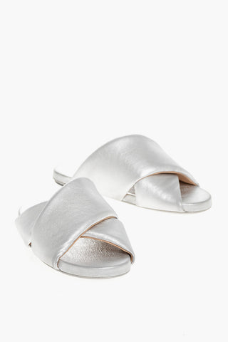 Criss-Cross leather Slides