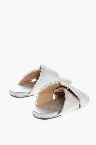 Criss-Cross leather Slides