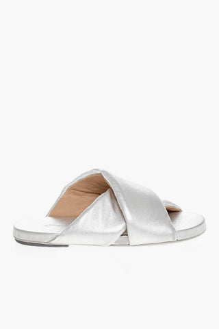 Criss-Cross leather Slides