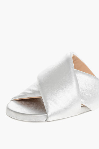 Criss-Cross leather Slides