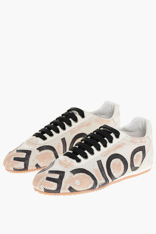 Leather Low-Top Sneakers With Maxi logo