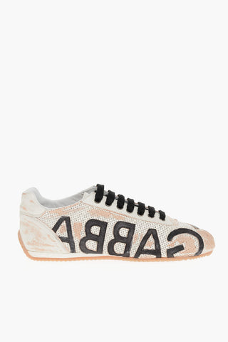 Leather Low-Top Sneakers With Maxi logo
