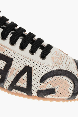 Leather Low-Top Sneakers With Maxi logo
