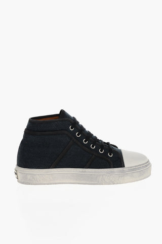 Vintage Effect Canvas Mid-Top Sneakers