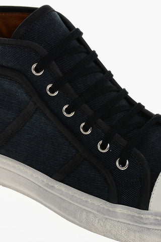 Vintage Effect Canvas Mid-Top Sneakers