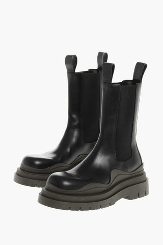 Leather TIRE Chelsea Boots With Chunky Sole