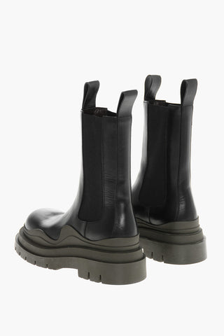 Leather TIRE Chelsea Boots With Chunky Sole