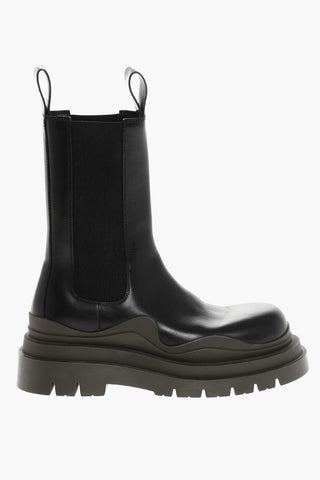 Leather TIRE Chelsea Boots With Chunky Sole