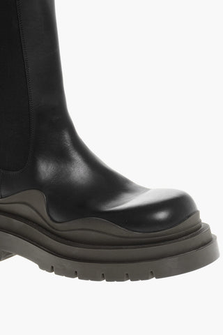 Leather TIRE Chelsea Boots With Chunky Sole