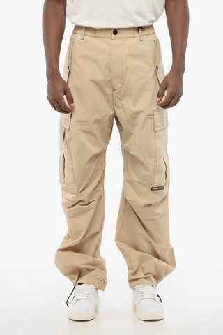 Stretch Cotton CONTRAST Cargo Pants with Visible Stitchings