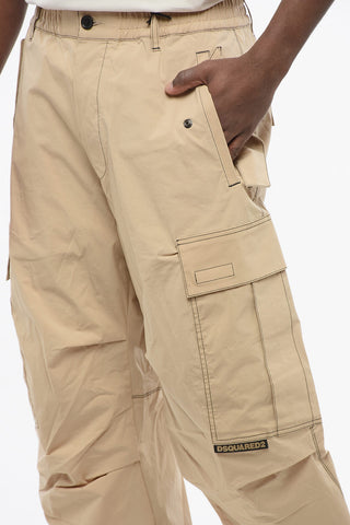 Stretch Cotton CONTRAST Cargo Pants with Visible Stitchings
