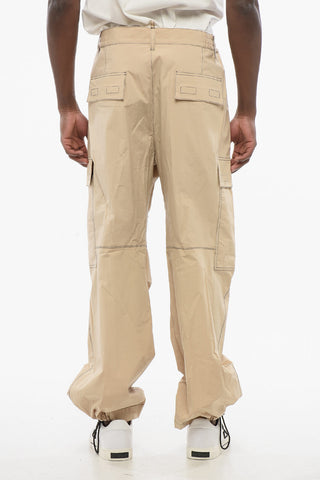 Stretch Cotton CONTRAST Cargo Pants with Visible Stitchings