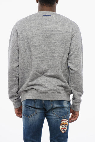Brushed Cotton Crewneck Sweatshirt OUT OF HERE