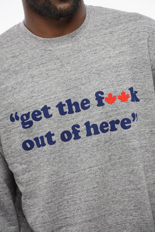 Brushed Cotton Crewneck Sweatshirt OUT OF HERE