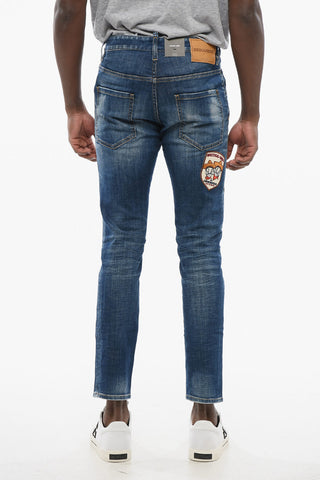 Skater Fit Delavè Denims with Embroidered Patches 15cm