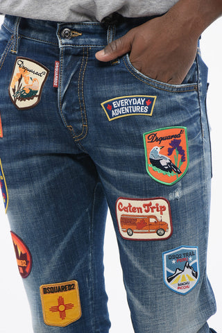 Skater Fit Delavè Denims with Embroidered Patches 15cm
