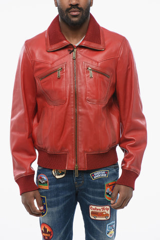 Zip-up NEW AVIATOR Leather Bomber Jacket