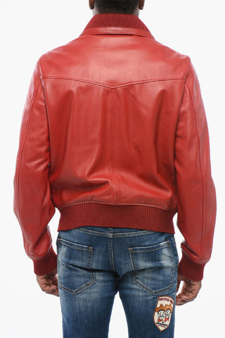 Zip-up NEW AVIATOR Leather Bomber Jacket