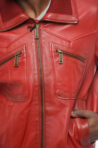 Zip-up NEW AVIATOR Leather Bomber Jacket