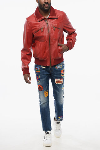 Zip-up NEW AVIATOR Leather Bomber Jacket