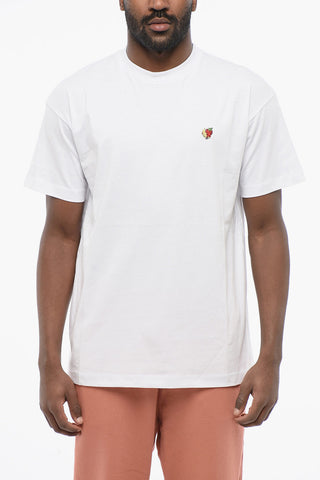 Solid Color Crew-neck T-shirt With Embroidery