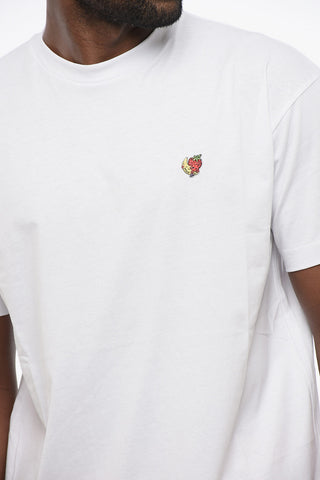 Solid Color Crew-neck T-shirt With Embroidery