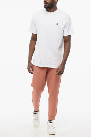 Solid Color Crew-neck T-shirt With Embroidery