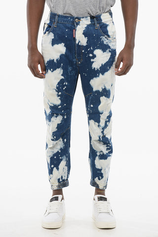 Jeans Combat Fit in Denim Tie Dye con Polsini Elastici