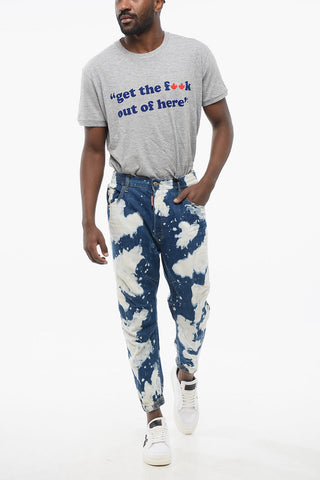 Jeans Combat Fit in Denim Tie Dye con Polsini Elastici