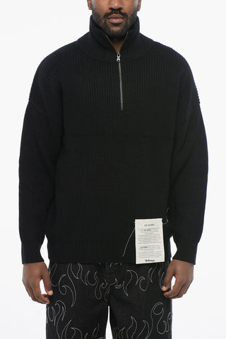 Solid Color Cashmere Half Zip Sweater