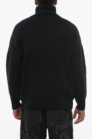 Solid Color Cashmere Half Zip Sweater