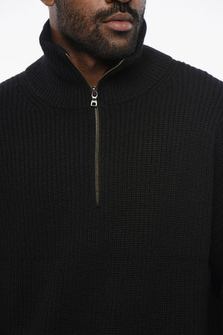 Solid Color Cashmere Half Zip Sweater