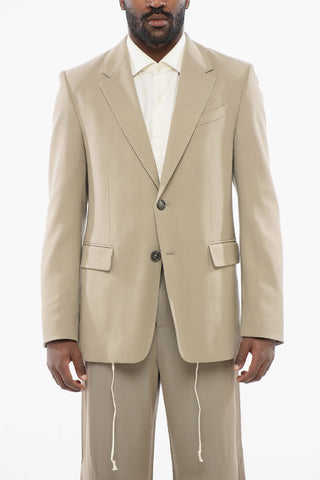 Wool Blend Slim Fit Blazer with Back Split