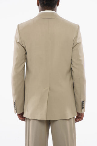 Wool Blend Slim Fit Blazer with Back Split