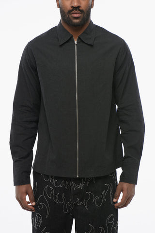 Lightweight Cotton Overshirt with Zip Closure