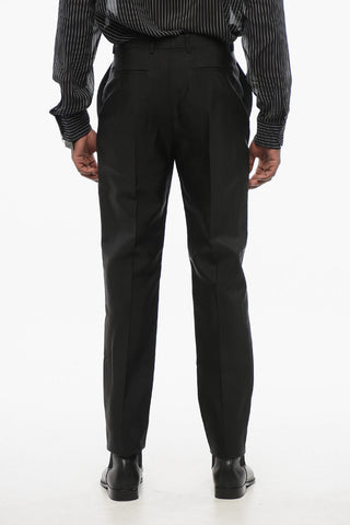 Pantaloni 4 Tasche in Misto Lana con Chiusura a Scomparsa