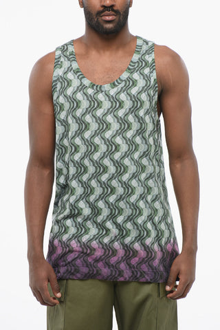 Tank Top in Cotone con Motivo Astratto