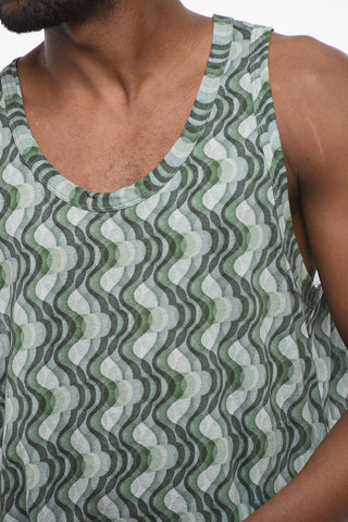 Tank Top in Cotone con Motivo Astratto