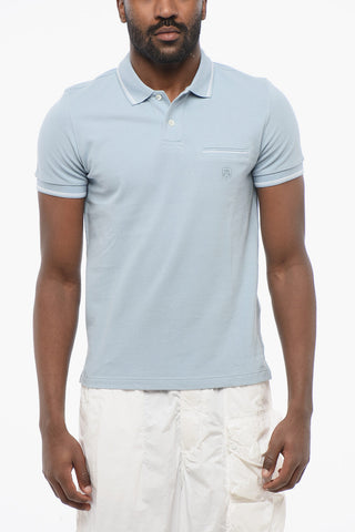 Hopsack Cotton Polo Shirt with Breast-pocket