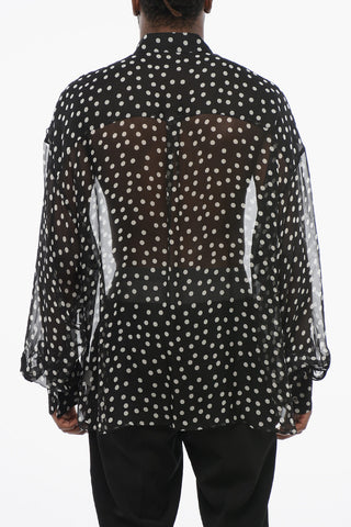 Camicia in Sheer di Seta con Motivo a Pois