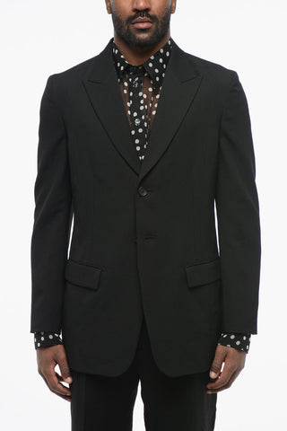 Half-lined Wool Blazer with Peak Lapel
